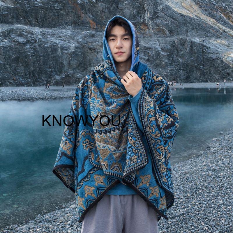 Men'S Fashion With Hat - Men's Thick Outdoor Traveling Shawl with