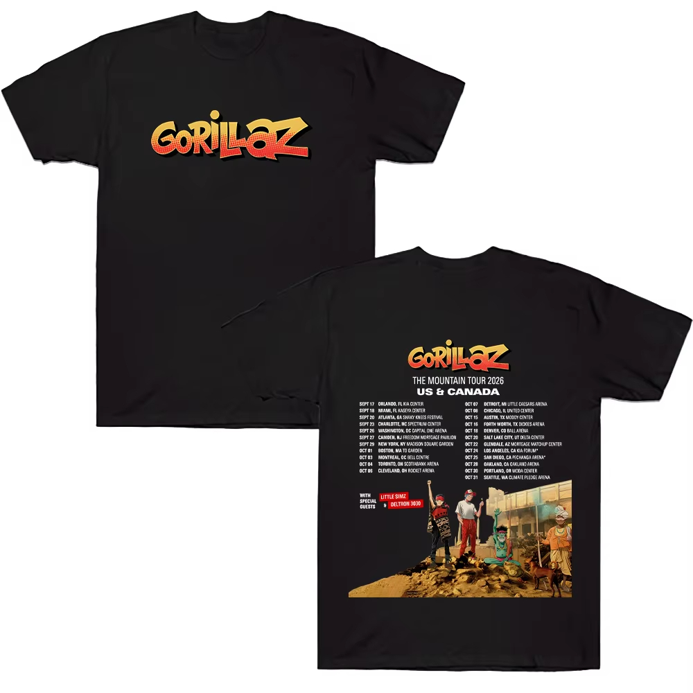 Poster Men Fashion - Gorillazs TheMountain Tour 2026 Poster Graphic