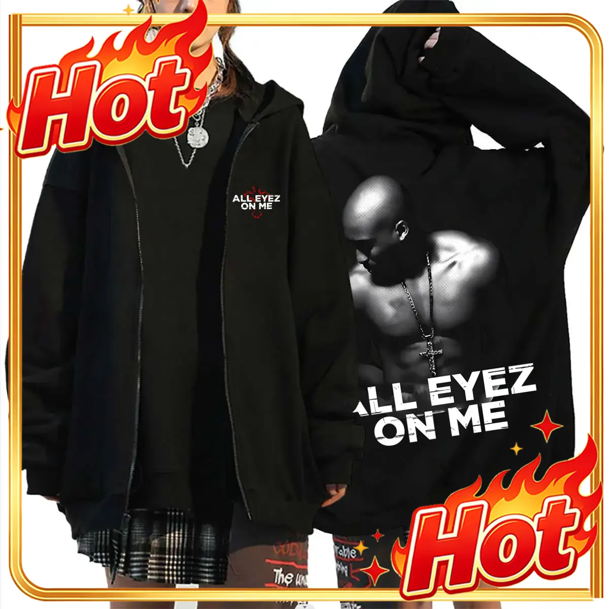 Rapper Tupac 2pac All Eyez on  - Mens Fashion Zip Up Hoodies review and price